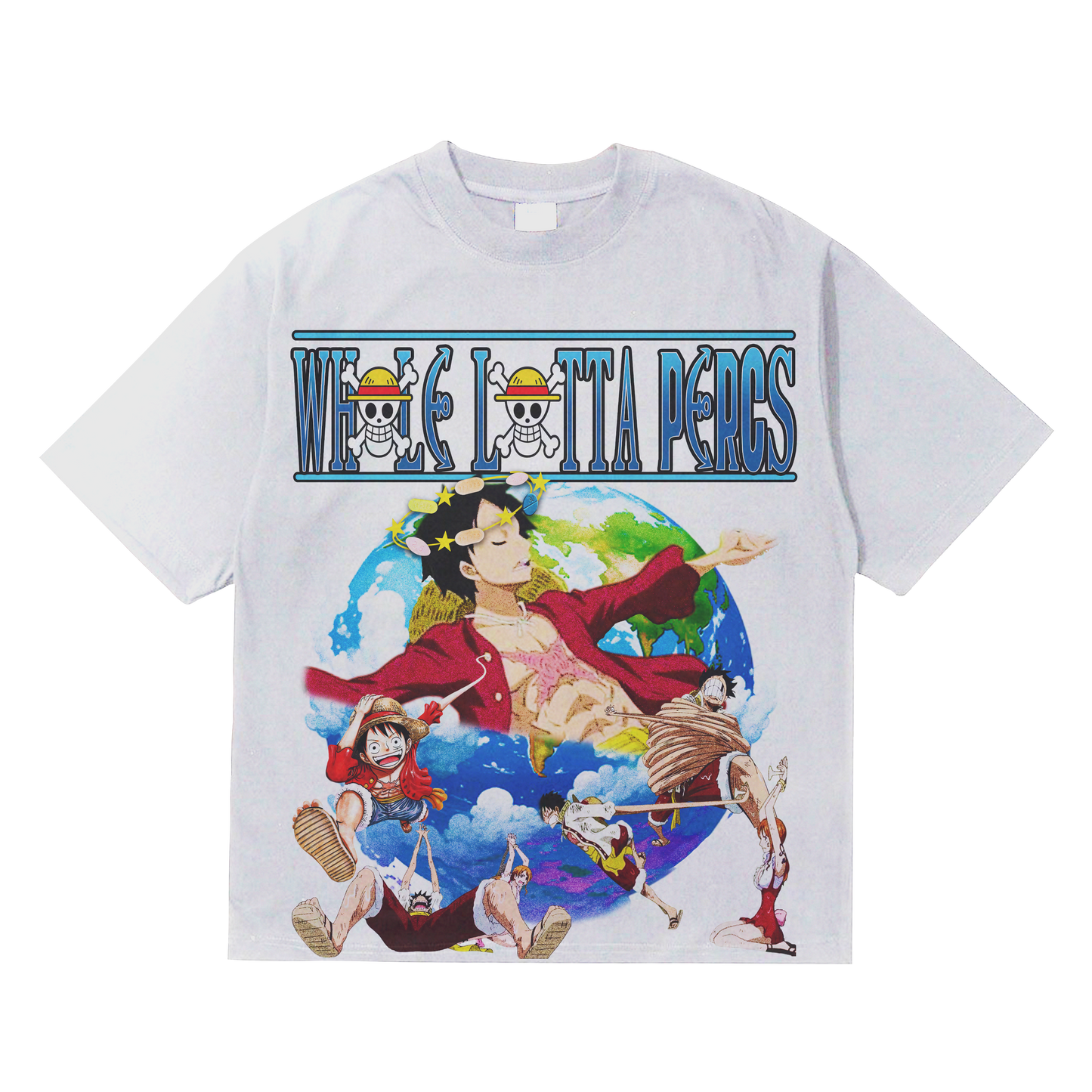 Whole Lotta Percs Fried She’s A Vibe One Piece tee white
