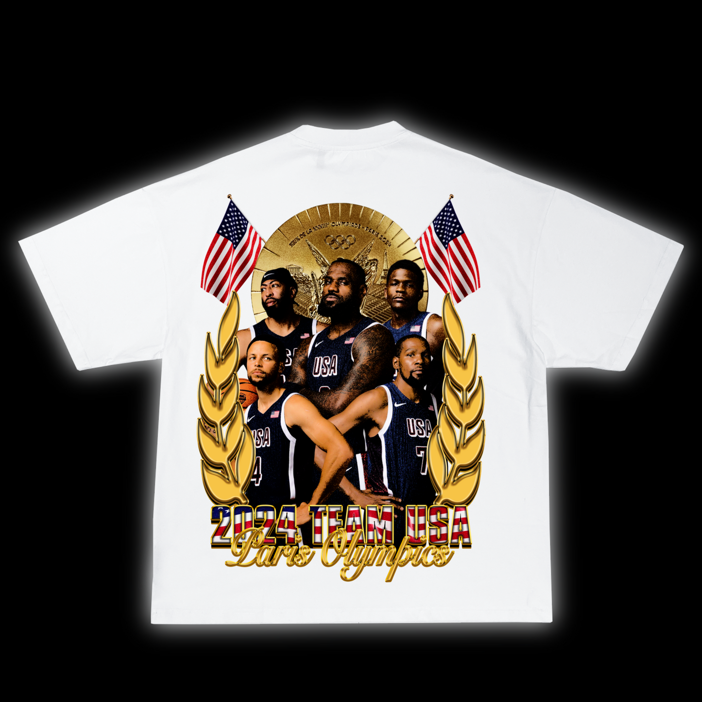 USA GOLD Basketball t shirt (White)